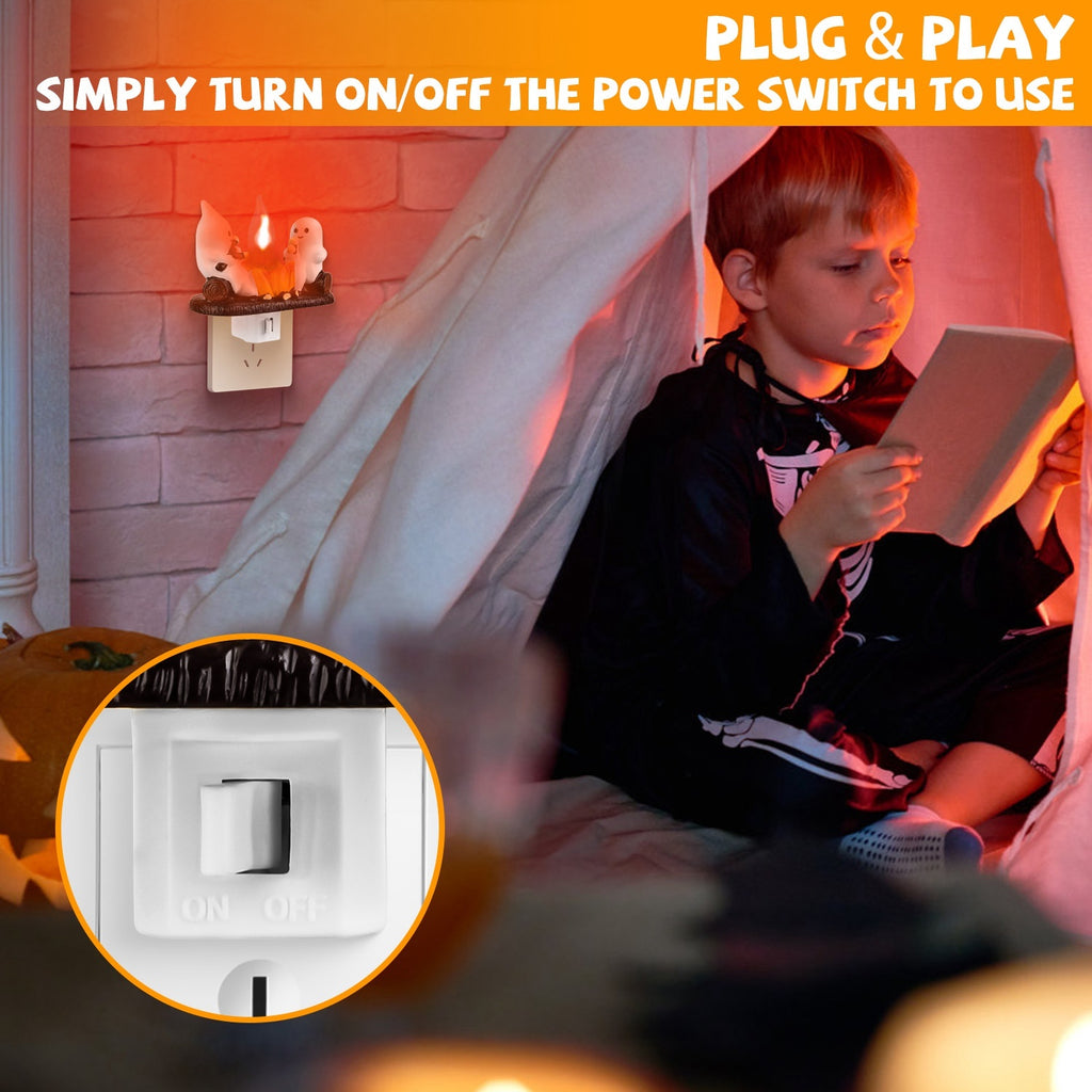 Ghost campfire flickering flame night light for Halloween bedroom decor
USA