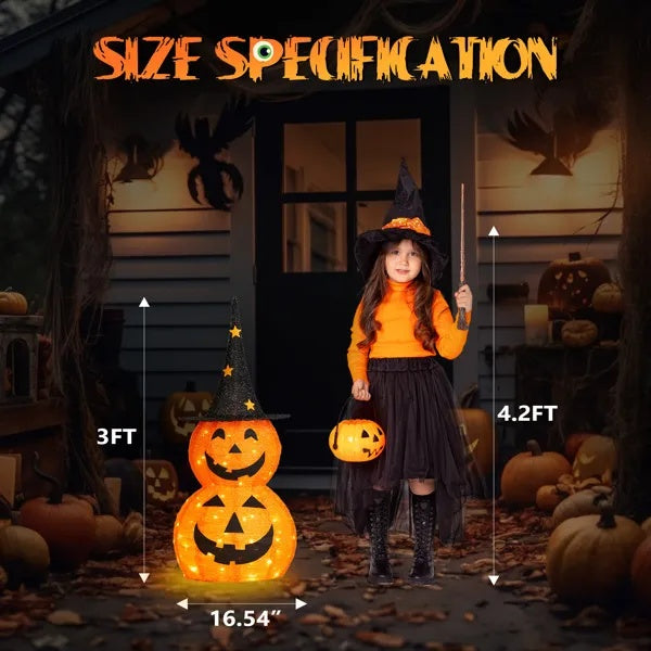 2PCS 3FT Halloween Pumpkin Decorations with 150 LED Lights for Indoor & Outdoor Use – Collapsible Design USA
