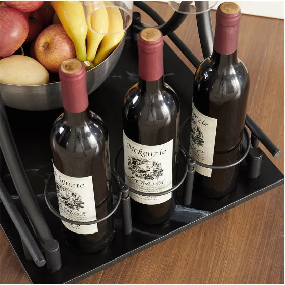 Party Bar Cart with Wine Rack and Glass Holder