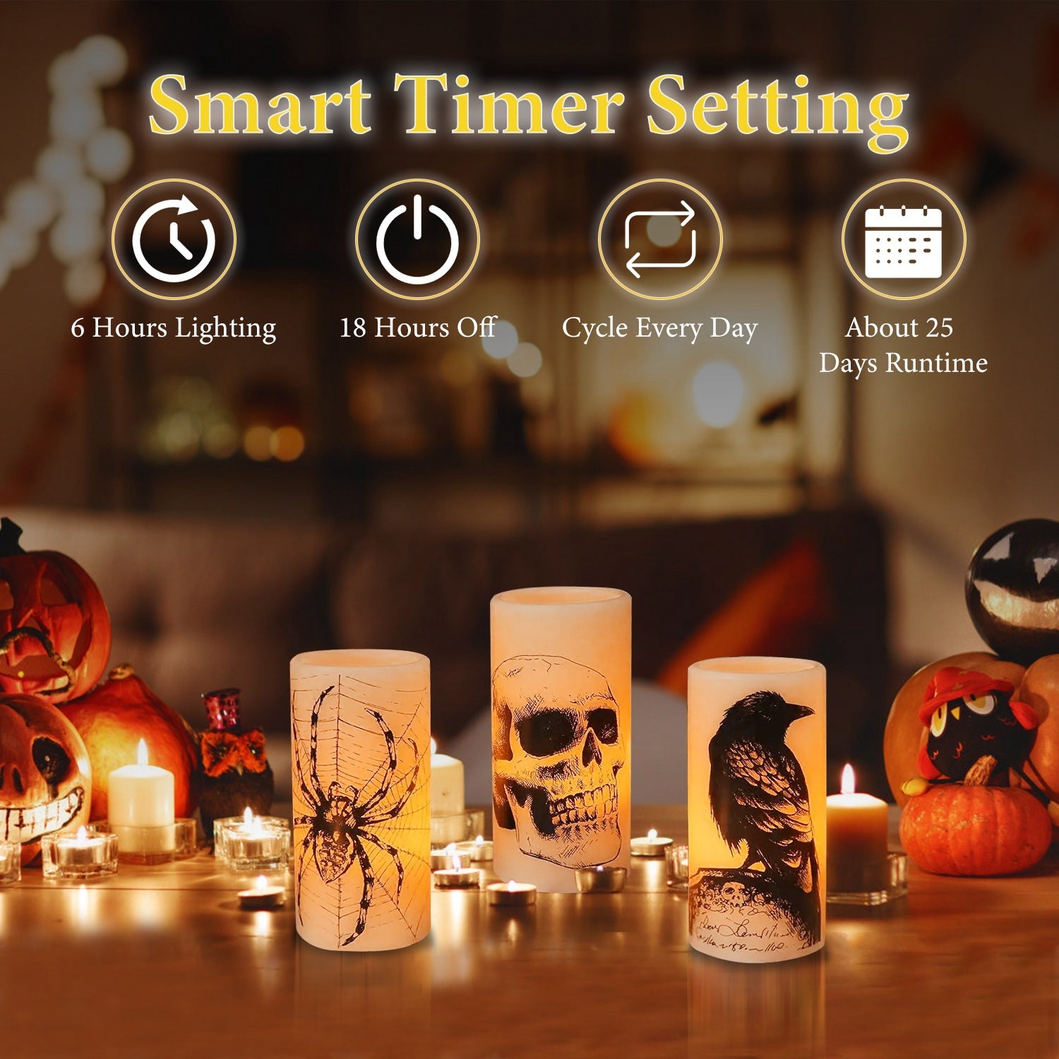 Safe flameless Halloween party décor candles USA
