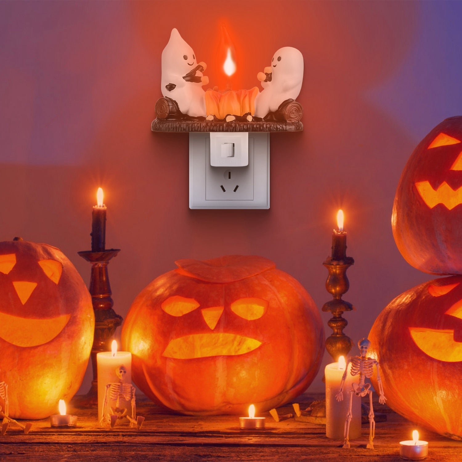 Ghost campfire flickering flame night light for Halloween bedroom decor
USA