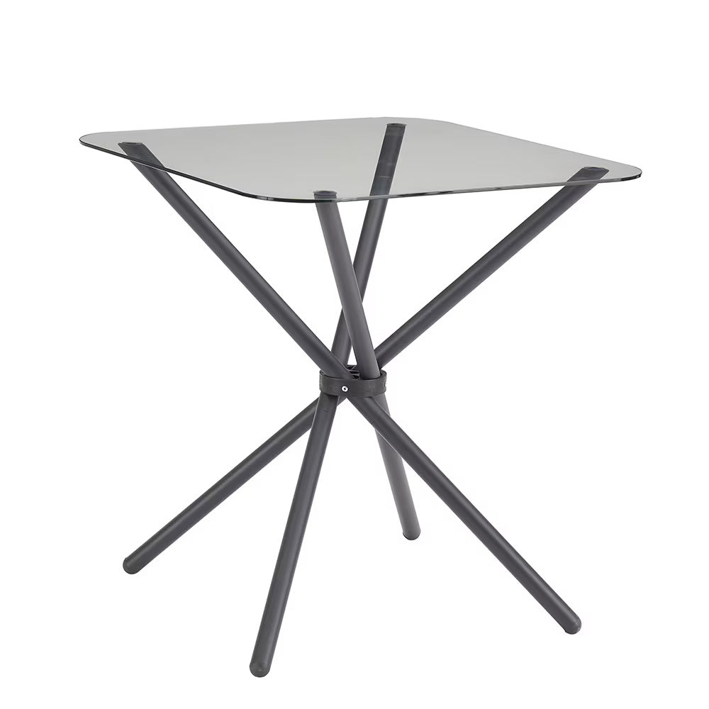 Dining Set for 2 – Square Tempered Glass Table & Metal Chairs | Keeno
