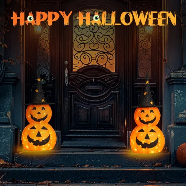 2PCS 3FT Halloween Pumpkin Decorations with 150 LED Lights for Indoor & Outdoor Use – Collapsible Design USA