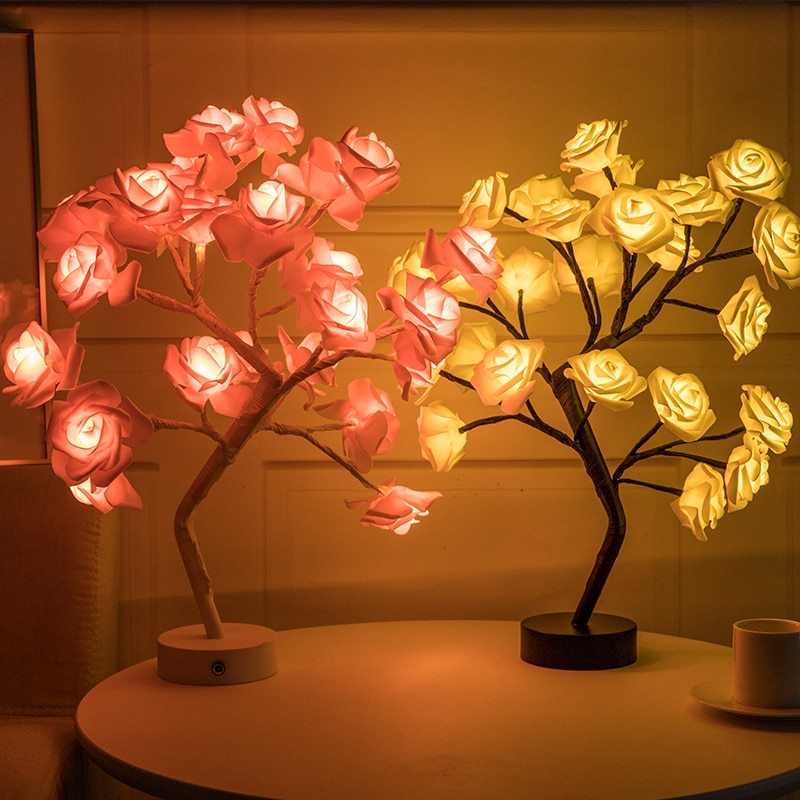 Rose Flower LED Lamp – Romantic Home Decor Night Light


