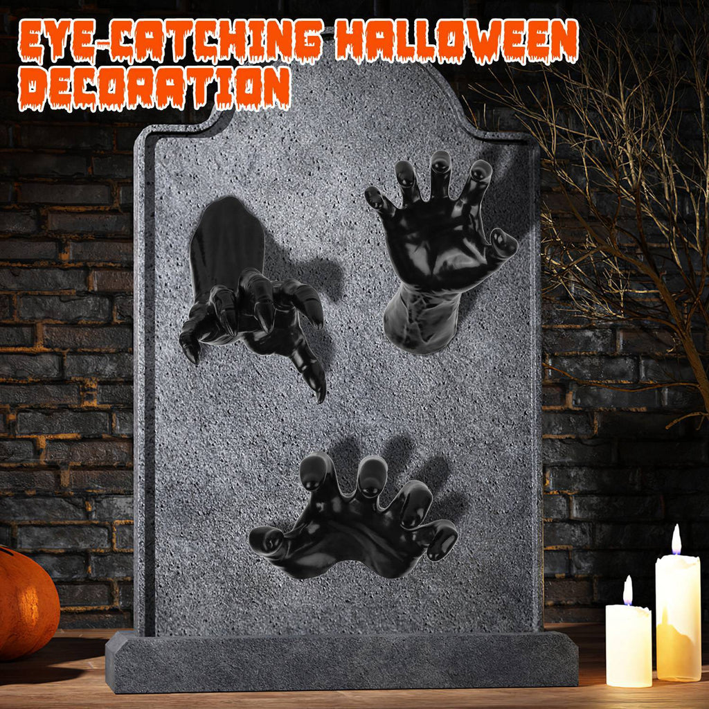3 piece wall mounted reaching hands with LED candles Halloween decor USA
