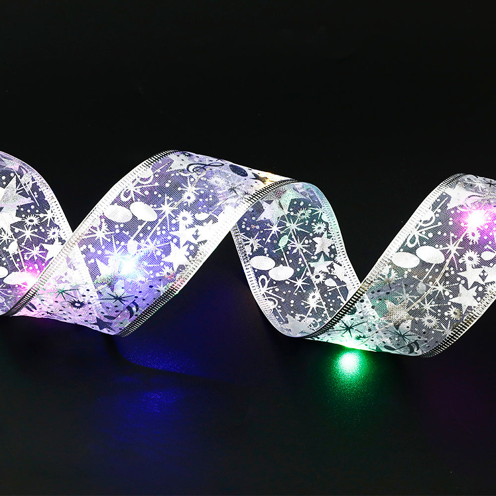 alt="LED Christmas Ribbon Fairy Lights Bow Tie Warm Gold"

