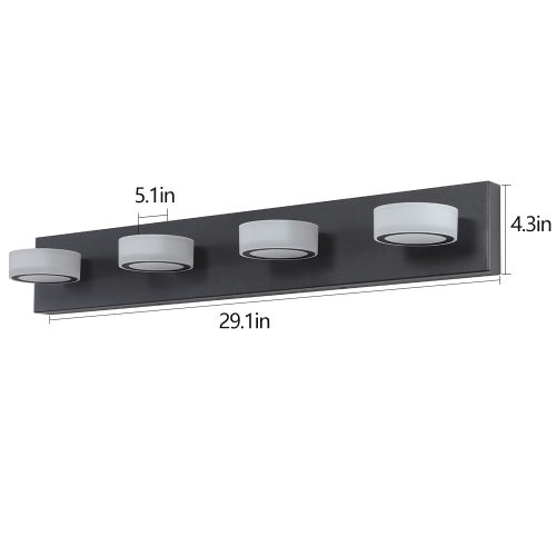 Keeno matte black bathroom vanity LED light with four bulbs

