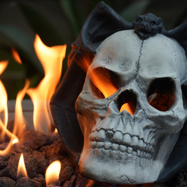 Halloween demon skull fire pit burner ventless log