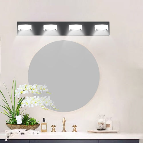 Keeno matte black bathroom vanity LED light with four bulbs

