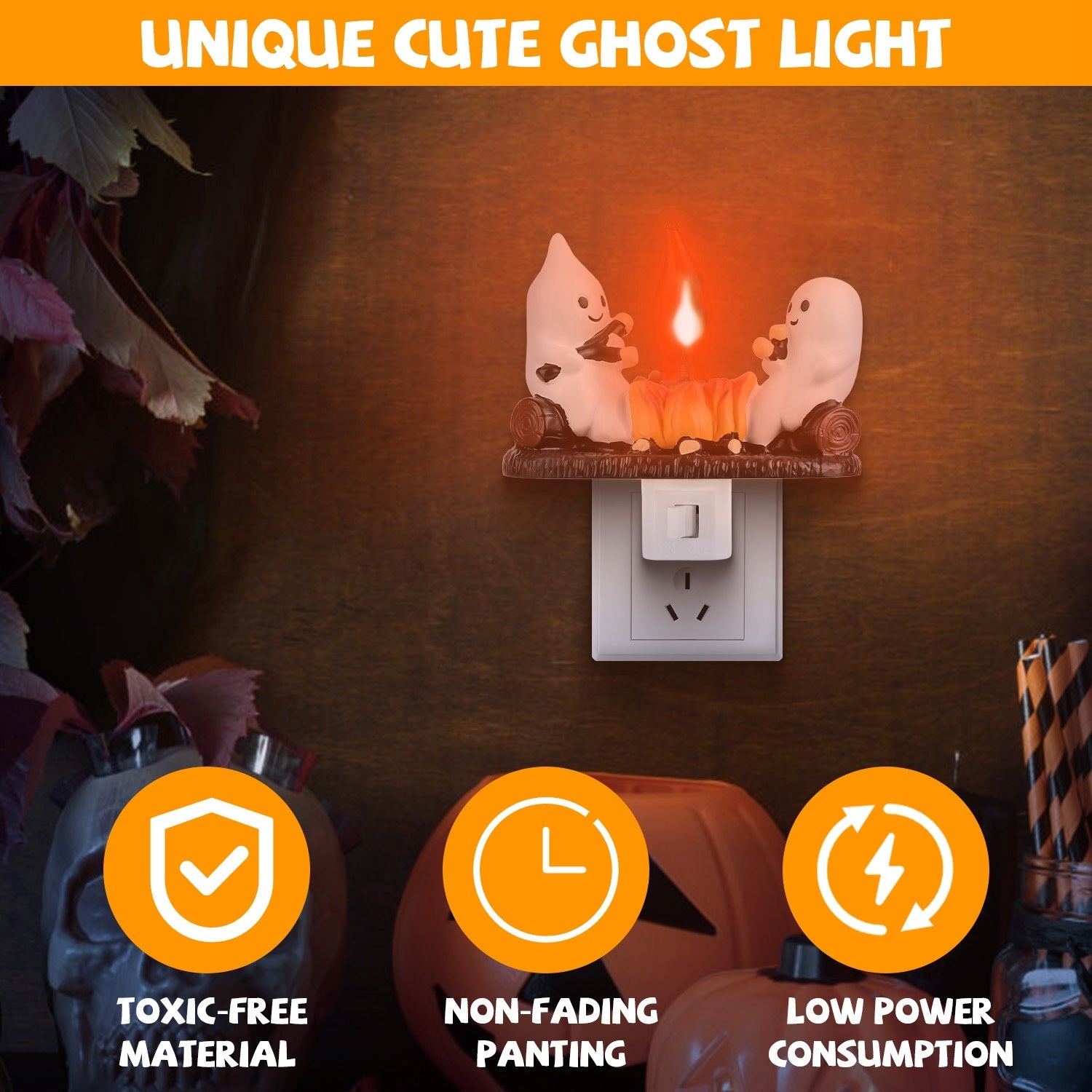 Ghost campfire flickering flame night light for Halloween bedroom decor
USA