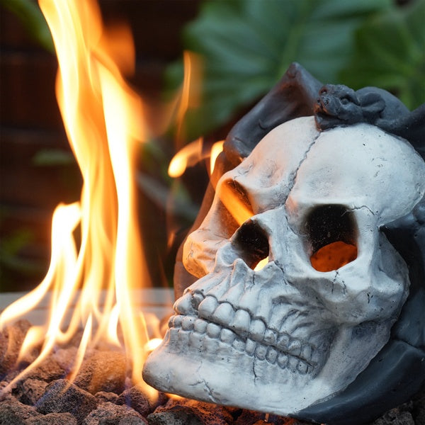 Halloween demon skull fire pit burner ventless log