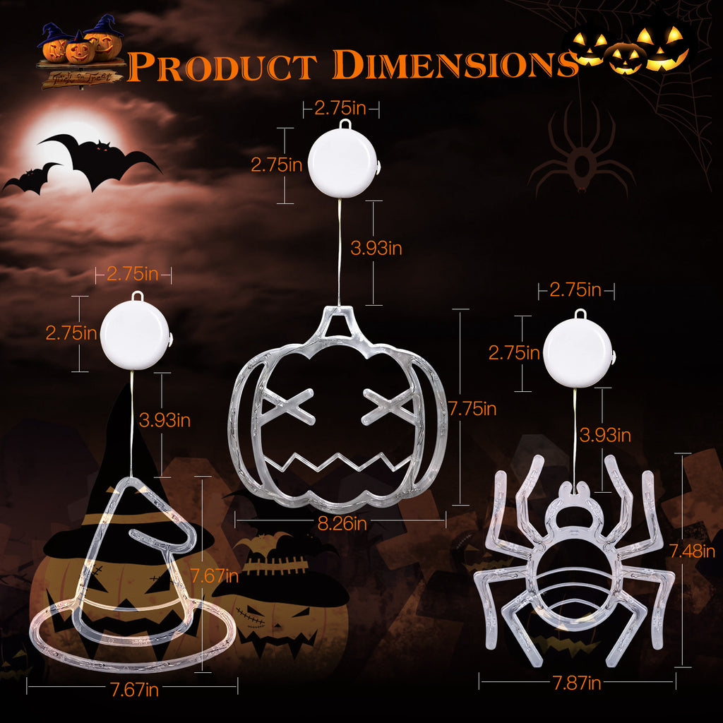 Halloween Pumpkin Window Light Orange LED Hanging