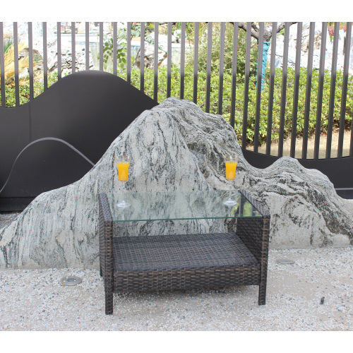 outdoor wicker coffee table with tempered glass top