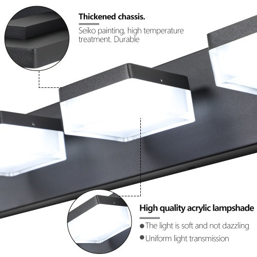 Contemporary Bathroom Wall Lighting - 6 Light Black LED Vanity USA

