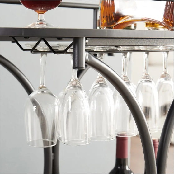 Party Bar Cart with Wine Rack and Glass Holder