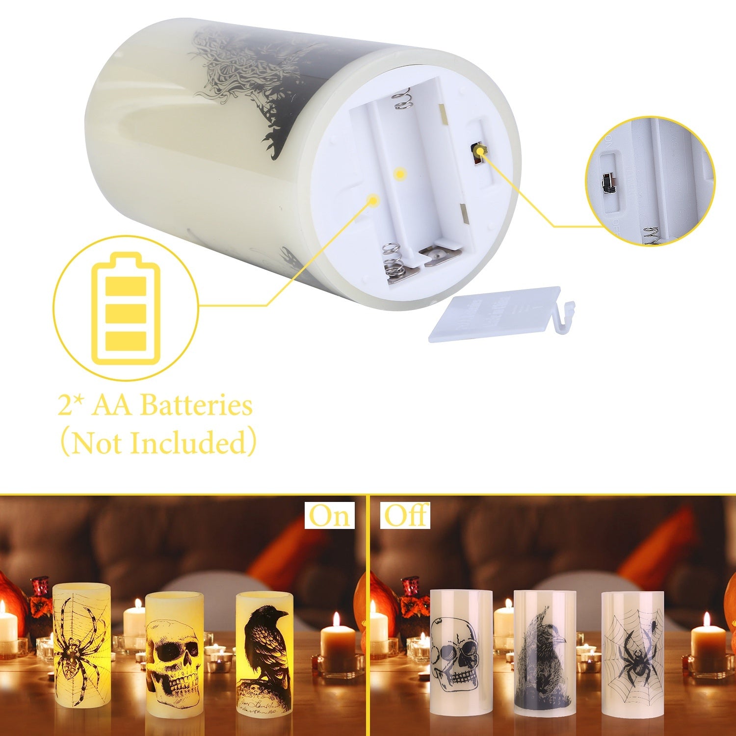 Safe flameless Halloween party décor candles USA