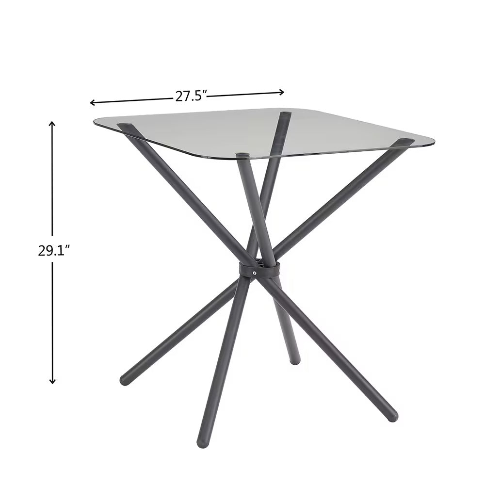 Dining Set for 2 – Square Tempered Glass Table & Metal Chairs | Keeno