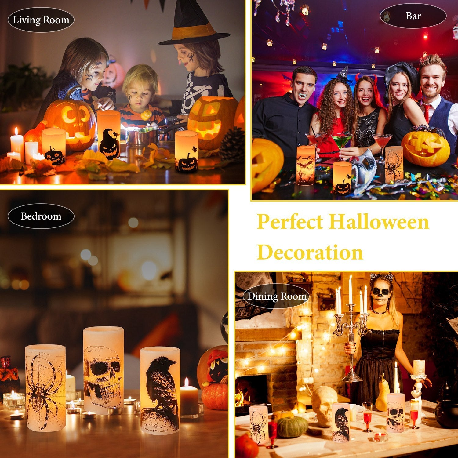Safe flameless Halloween party décor candles USA