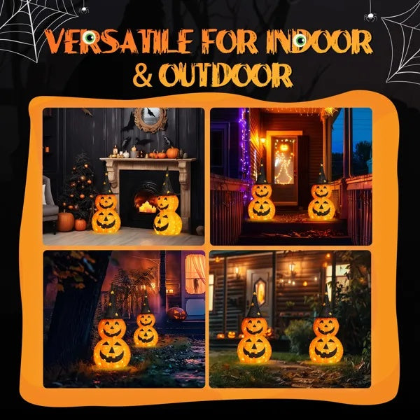 2PCS 3FT Halloween Pumpkin Decorations with 150 LED Lights for Indoor & Outdoor Use – Collapsible Design USA
