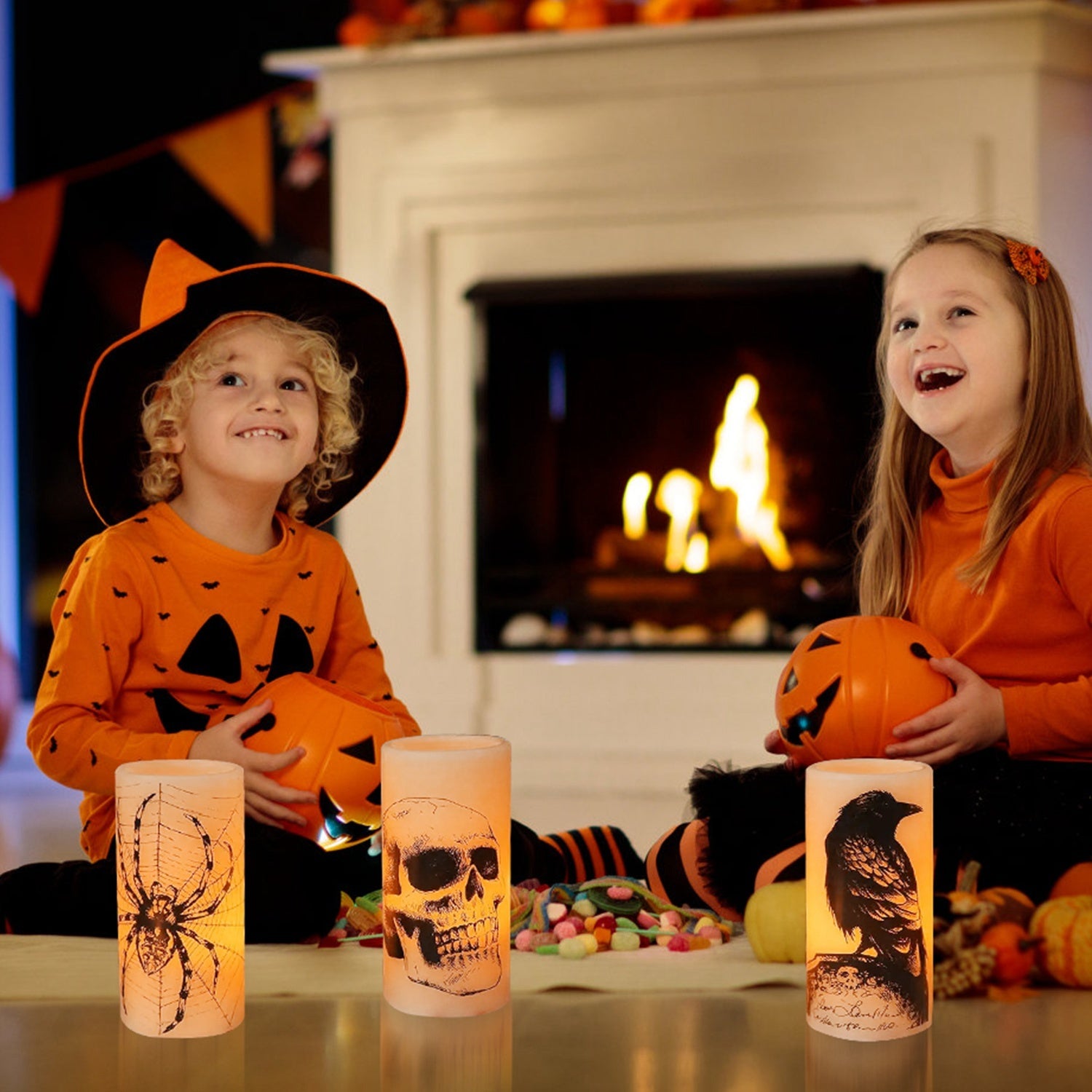 Safe flameless Halloween party décor candles USA