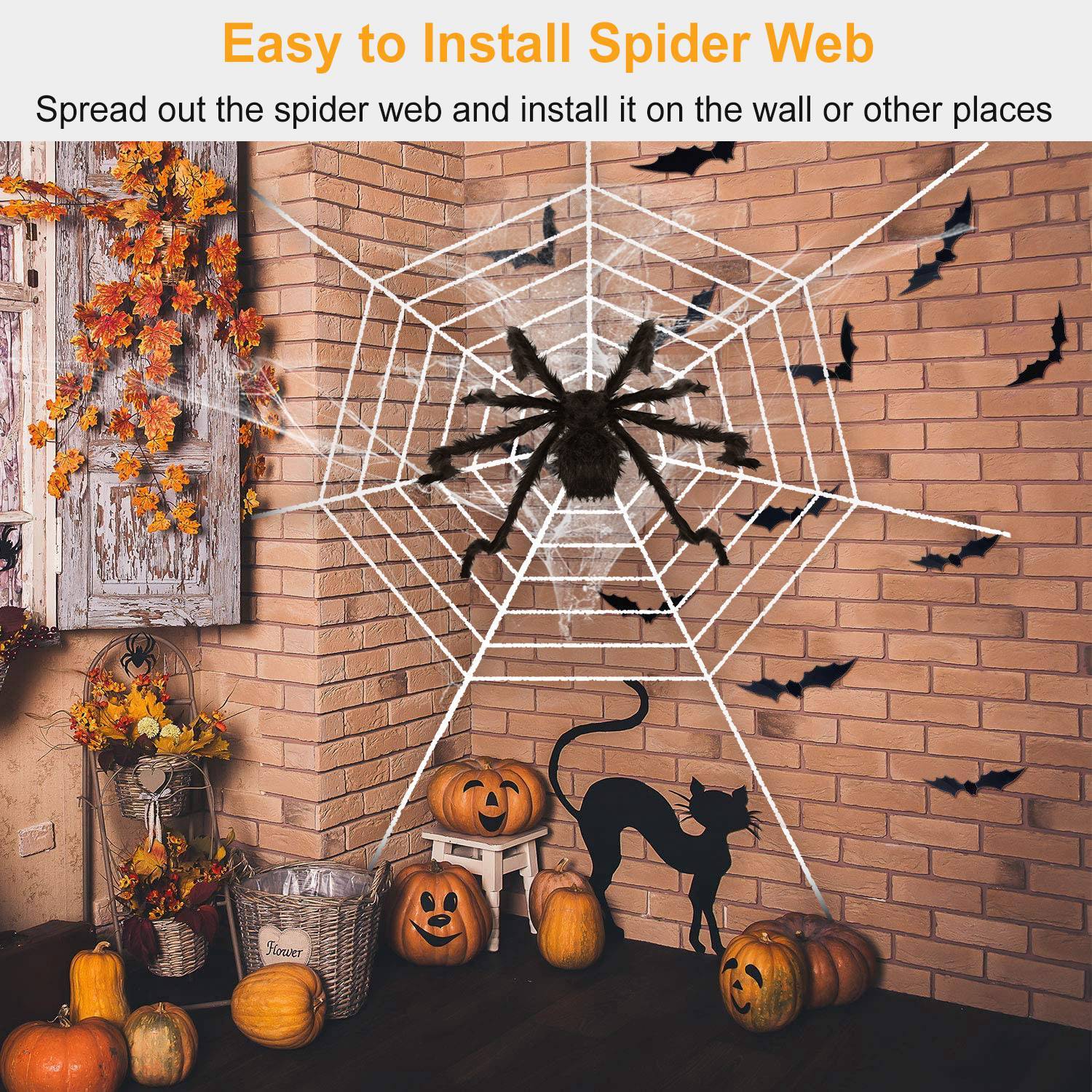 poseable tarantula spider with 126 inch mega spider-web USA