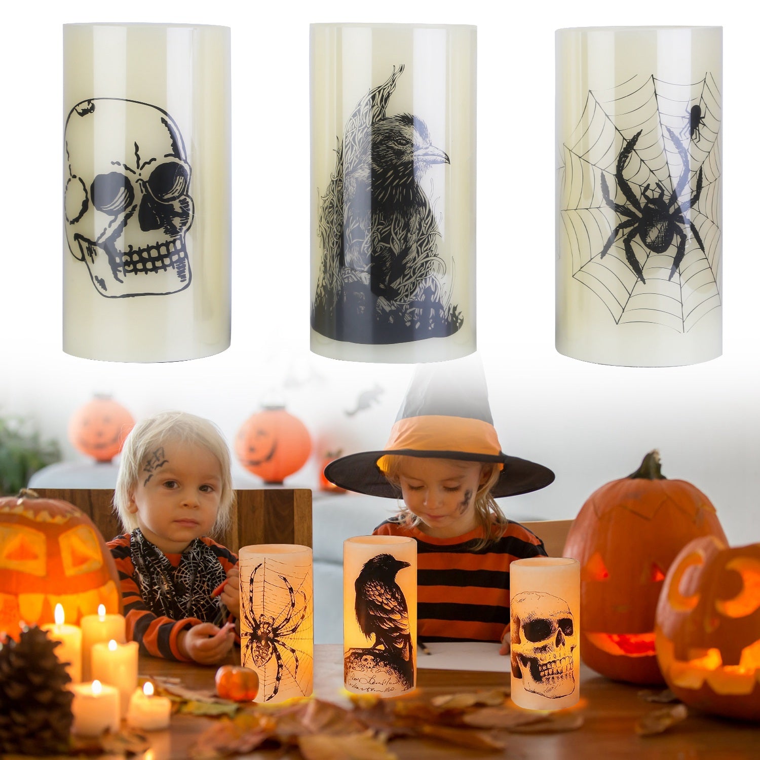 Safe flameless Halloween party décor candles USA