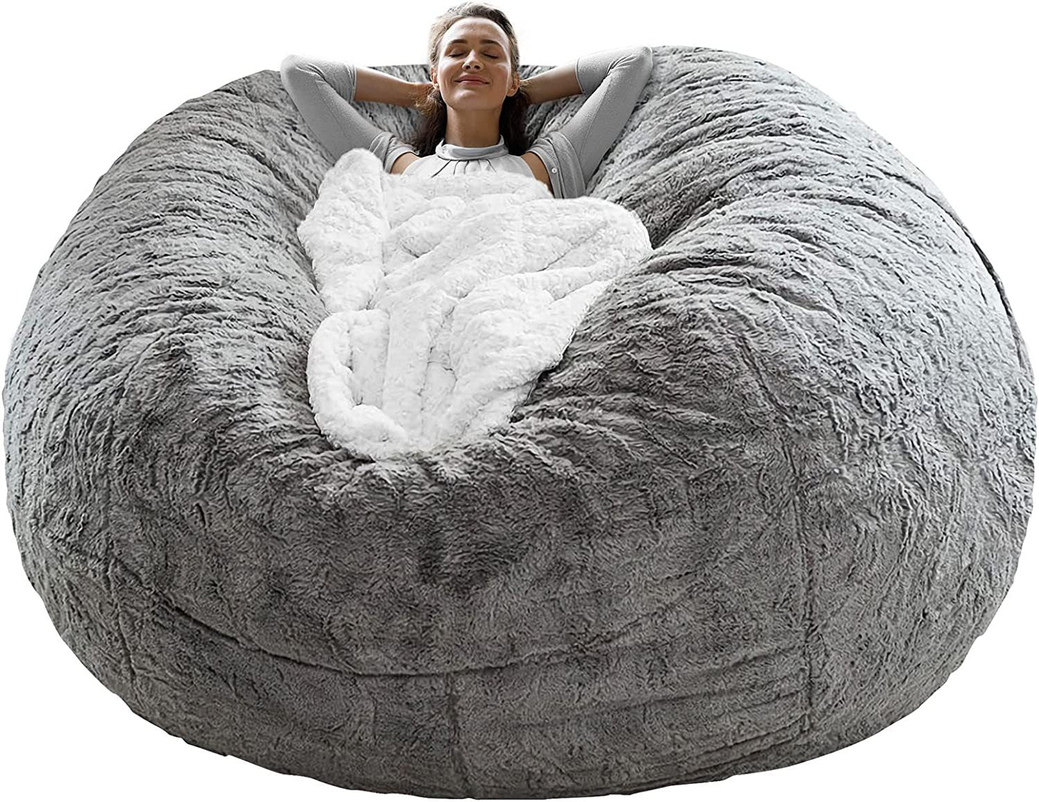 Oversized PV velvet bean bag cover – 6ft round, fast USA shipping

