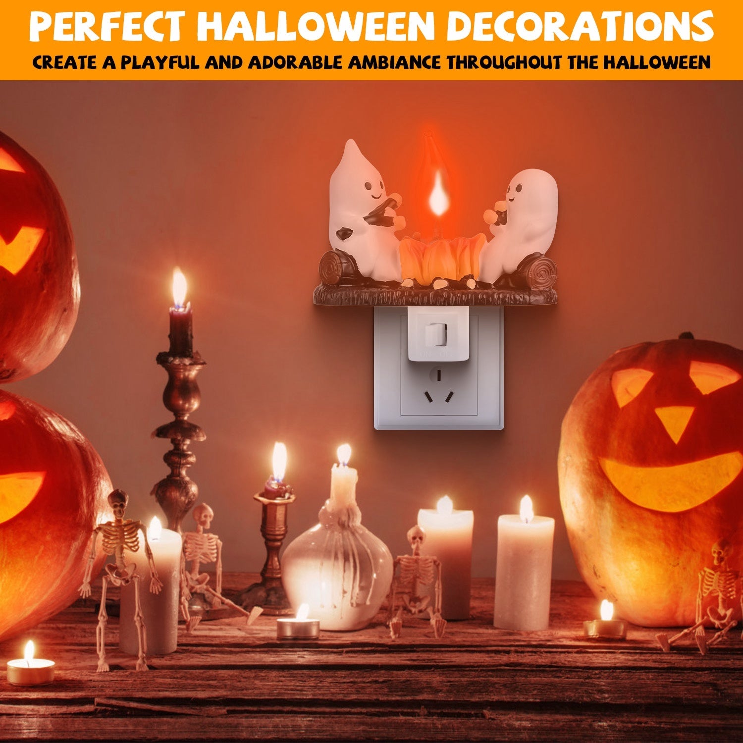 Ghost campfire flickering flame night light for Halloween bedroom decor
USA