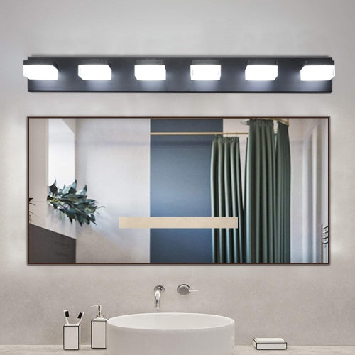 Contemporary Bathroom Wall Lighting - 6 Light Black LED Vanity USA

