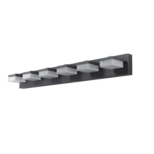 Contemporary Bathroom Wall Lighting - 6 Light Black LED Vanity USA

