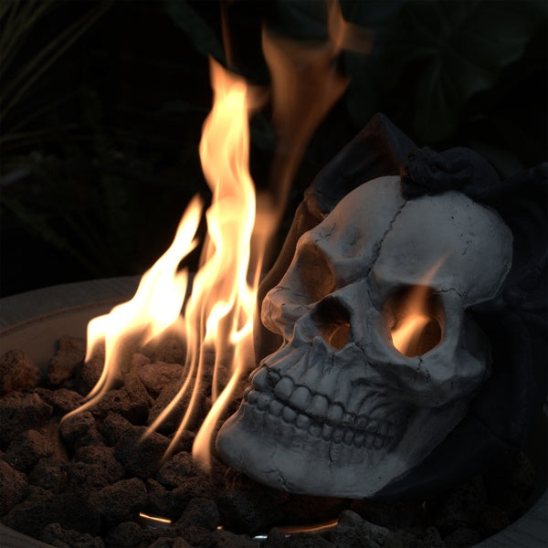 Halloween demon skull fire pit burner ventless log
