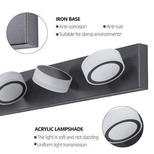 Keeno matte black bathroom vanity LED light with four bulbs

