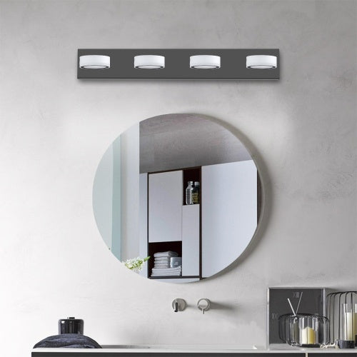 Keeno matte black bathroom vanity LED light with four bulbs

