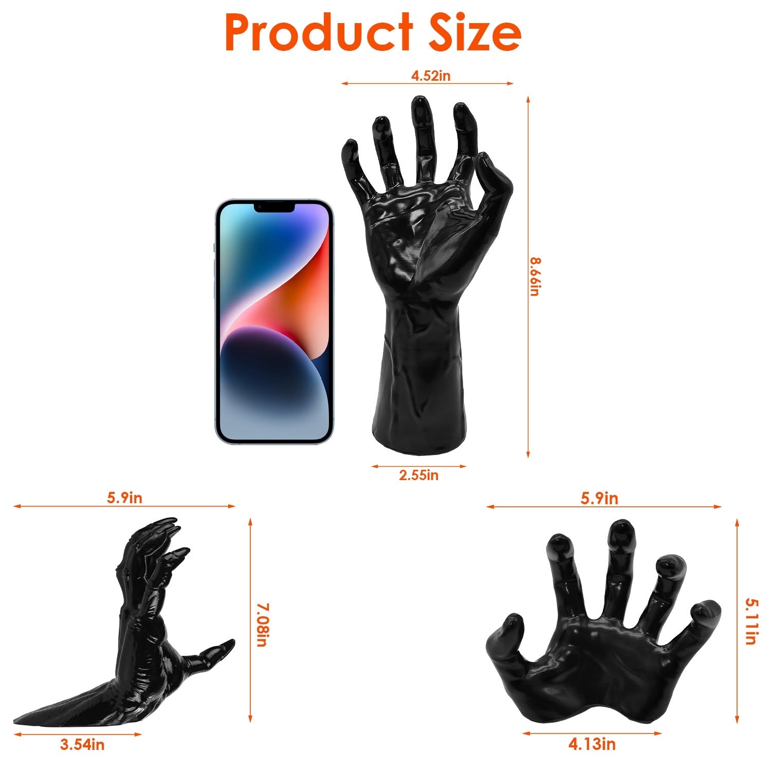 3 piece wall mounted reaching hands with LED candles Halloween decor USA