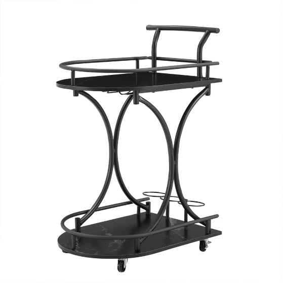 Keeno 2-Tier Rolling Bar Cart with Wine Rack USA