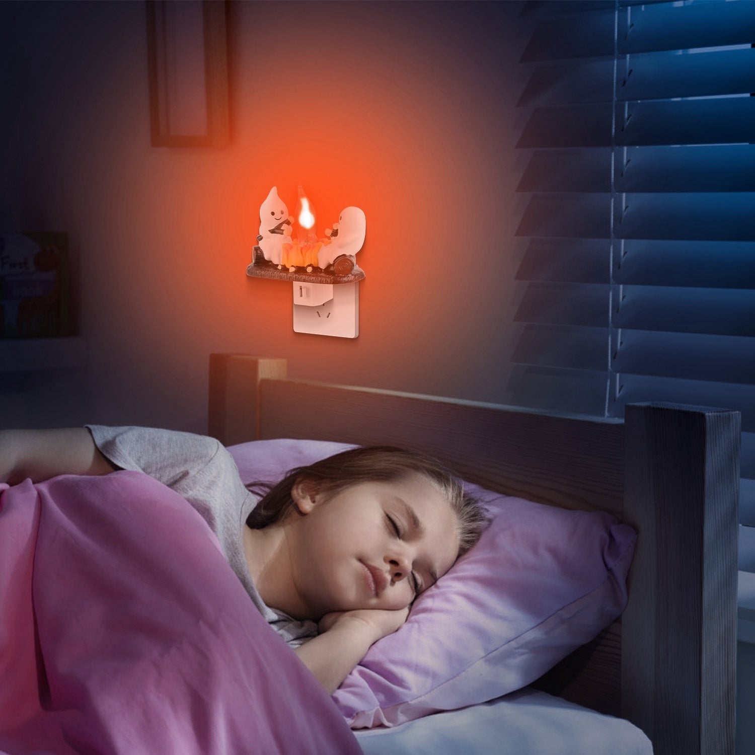 Ghost campfire flickering flame night light for Halloween bedroom decor
USA
